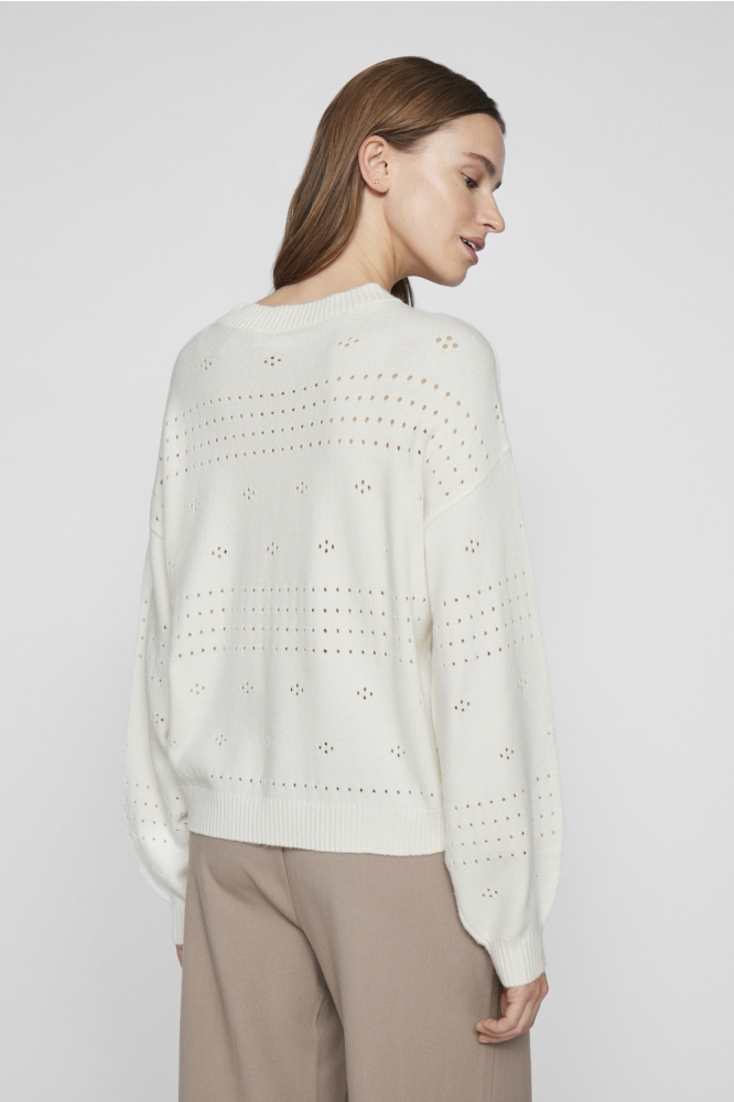 Vila ecru dames trui | Model achteraanzicht