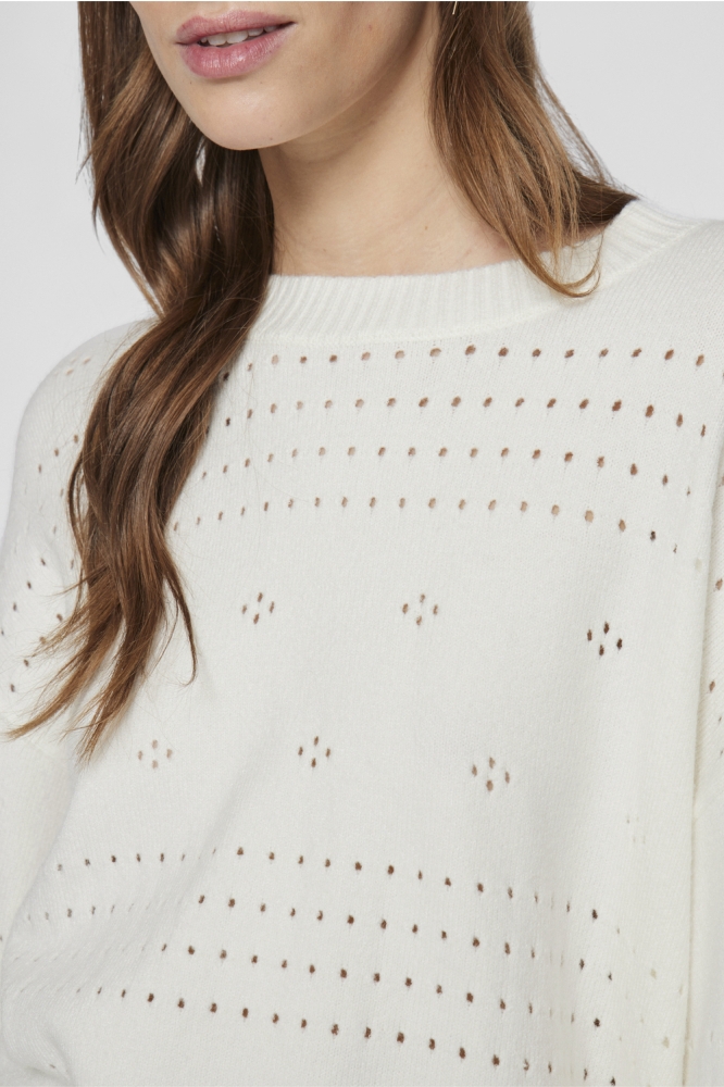 Vila ecru dames trui | Close up