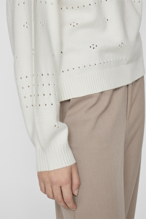 Vila ecru dames trui | Close up