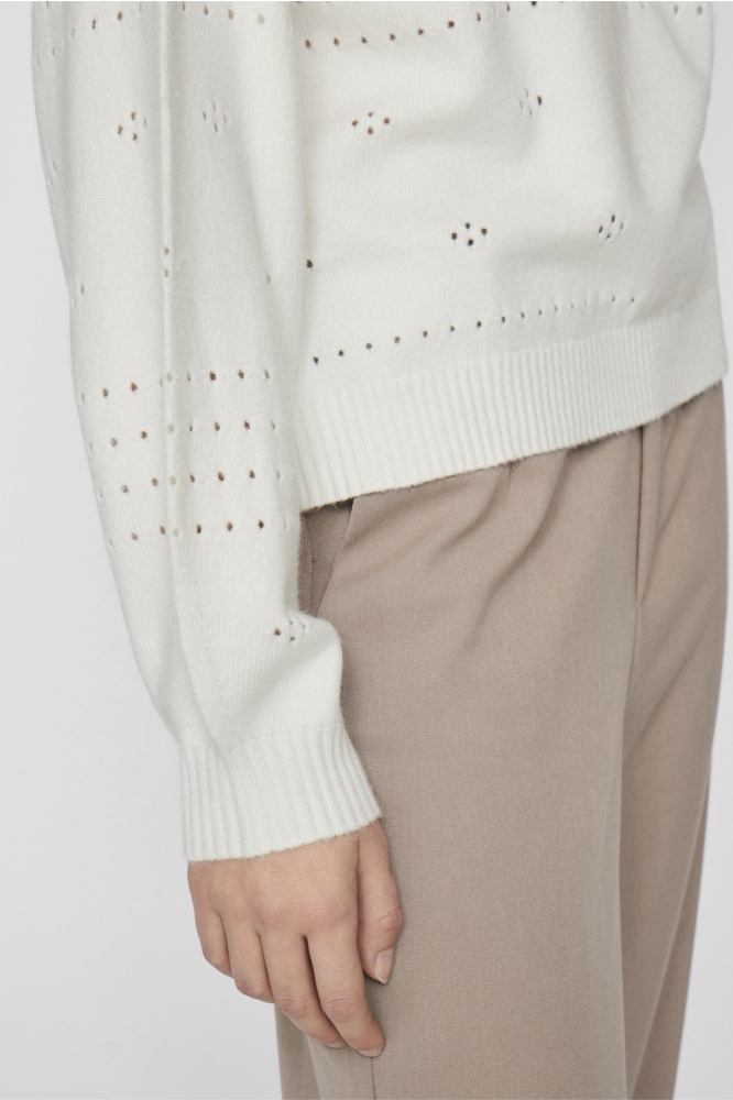 Vila ecru dames trui | Close up