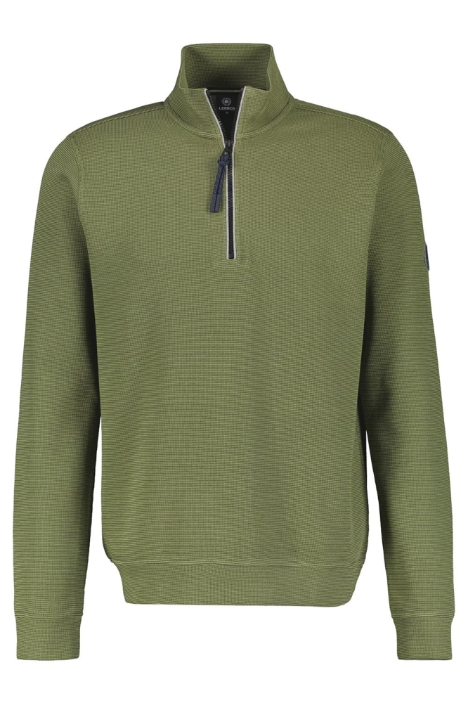 Lerros groene heren sweater | Vooraanzicht