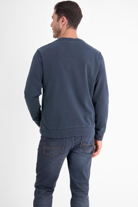 Lerros blauwe heren trui | Model achteraanzicht