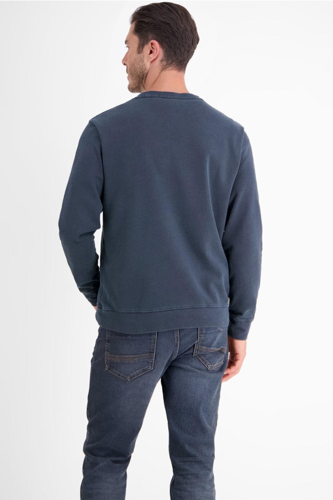 Lerros blauwe heren trui | Model achteraanzicht