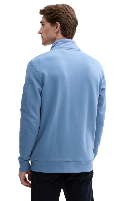 Tom Tailor blauwe heren vest | Model achteraanzicht