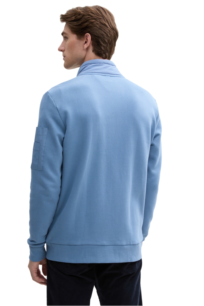 Tom Tailor blauwe heren vest | Model achteraanzicht
