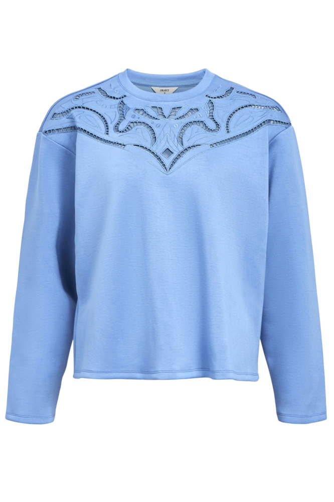 Object blauwe dames sweater | Vooraanzicht
