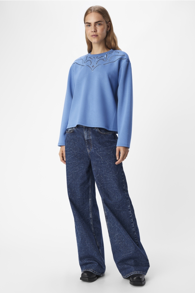 Object blauwe dames sweater | Model