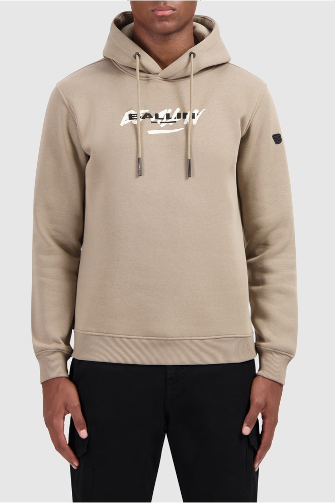 Ballin taupe heren sweater | Model vooraanzicht