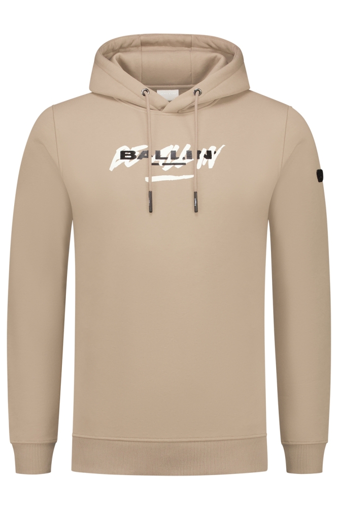 Ballin taupe heren sweater | Vooraanzicht