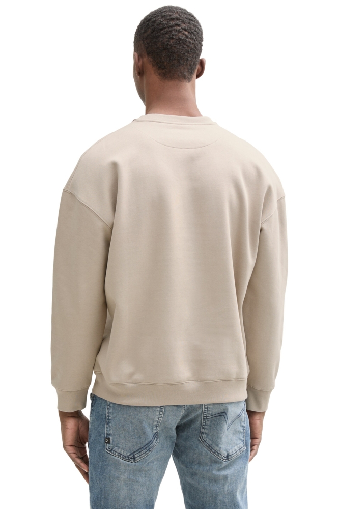 Tom Tailor beige heren sweater | Model achteraanzicht
