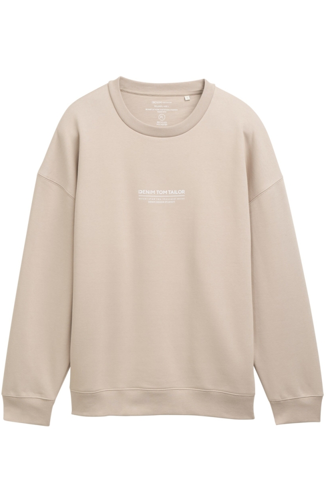 Tom Tailor beige heren sweater | Vooraanzicht
