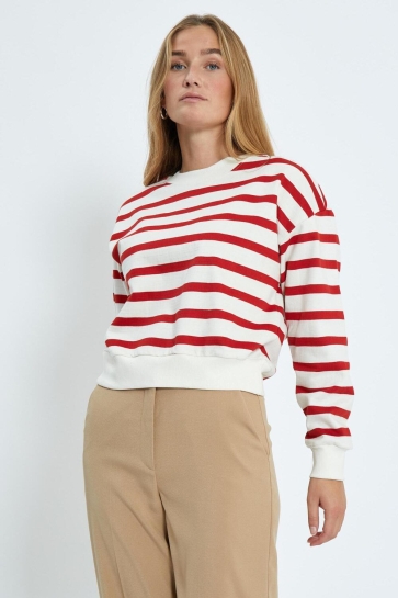Minus Trui ESTELLA SWEAT MI6470 4175S TOMATO STRIPED