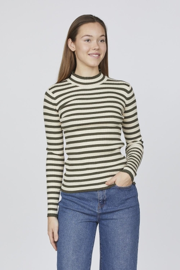SisterS point T-shirt HUGA T LS 18260 KHAKI/STRIPE