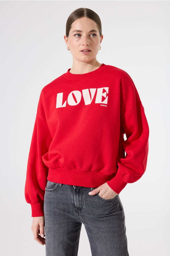 Garcia rode dames sweater | Model vooraanzicht