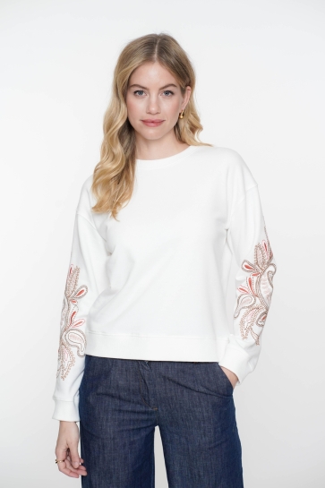 Geisha Trui TRUI ARTWORK MOUWEN 52140 24 Off-White