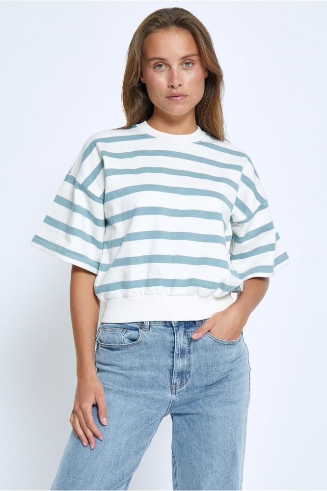ESTELLA SHORT SL SWEAT MI6659 1048S ICE BLUE STRIPE