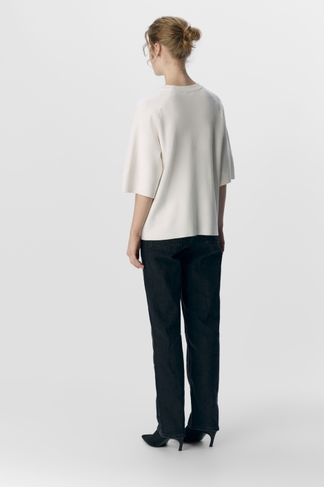 Object beige dames trui | Model achteraanzicht