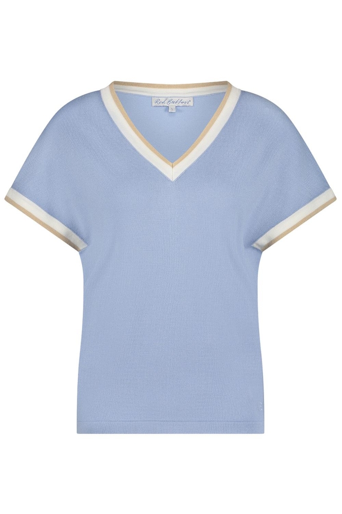 JERRY V NECK STRIPED RIB SRB4552 31 LIGHT BLUE