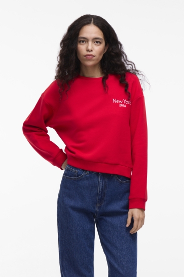 Vila Trui VIHOLLIE L/S SWEATSHIRT 14112089 RACING RED