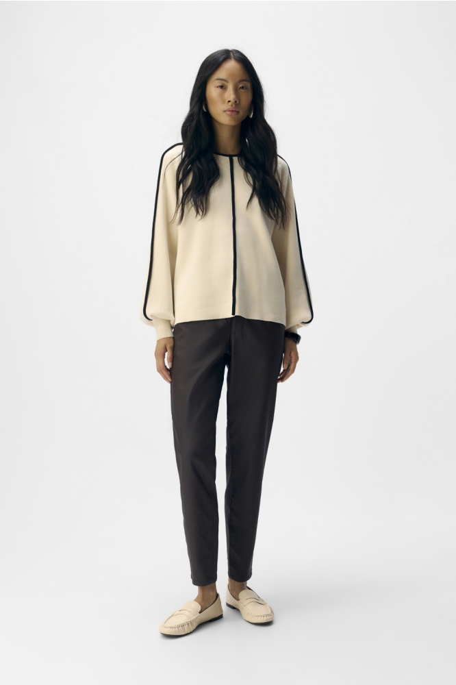 Object beige dames trui | Model vooraanzicht