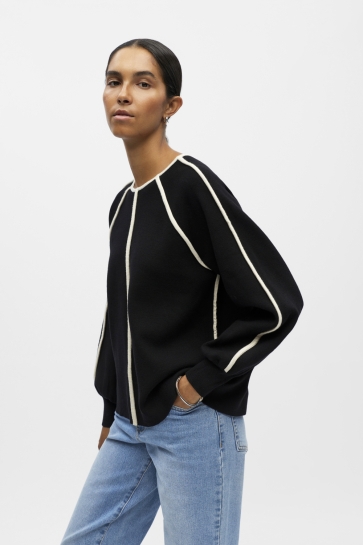 Object OBJREYNARD LS LO CONTRAST PULLOVER 23047466 Black/Sandshell