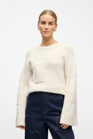 Object Trui OBJENYA L/S LO KNIT PULLOVER 141 23047736 WHITE SAND/MELANGE