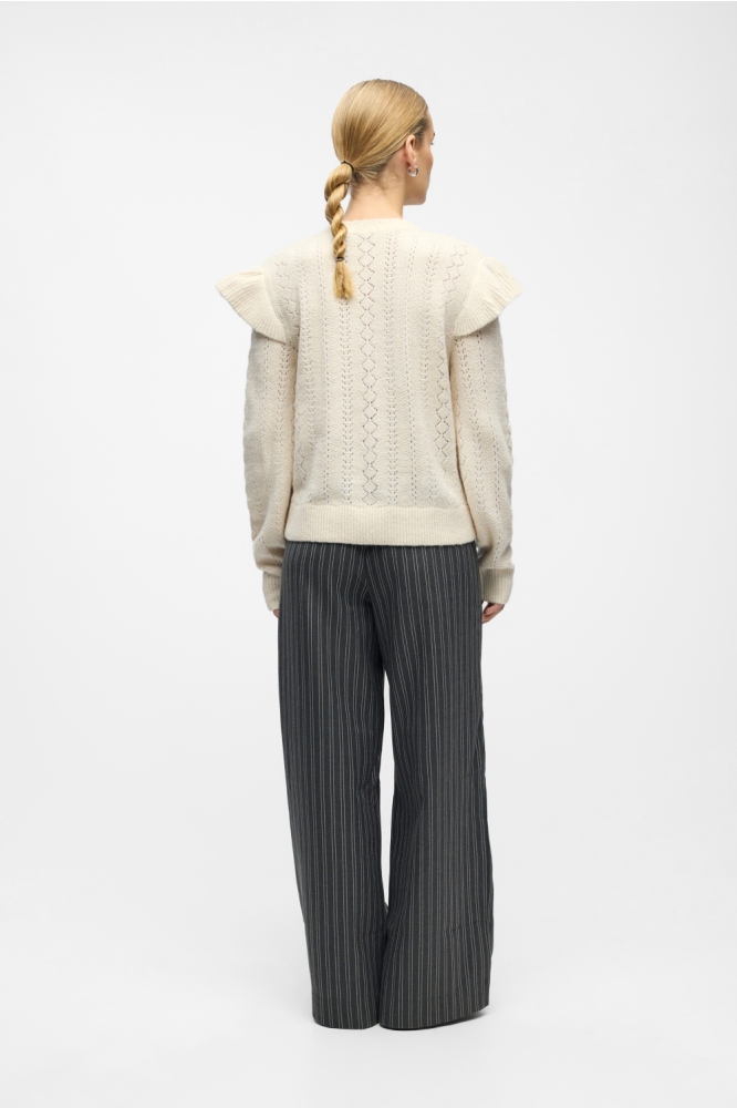 Object ecru dames trui | Model achteraanzicht