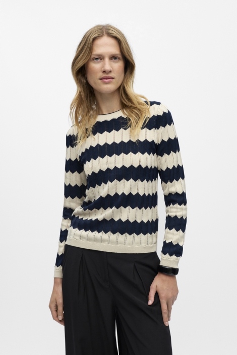 Object beige dames trui | Model vooraanzicht