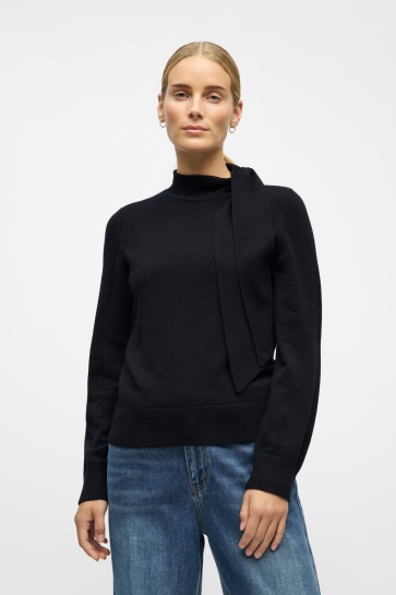 Object Trui OBJTHESS L/S RE BOW KNIT PULLOVER N 23048077 Black