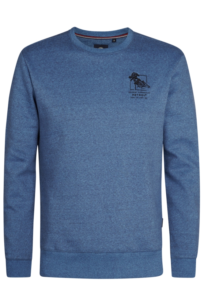 Petrol Industries blauwe heren sweater | Vooraanzicht