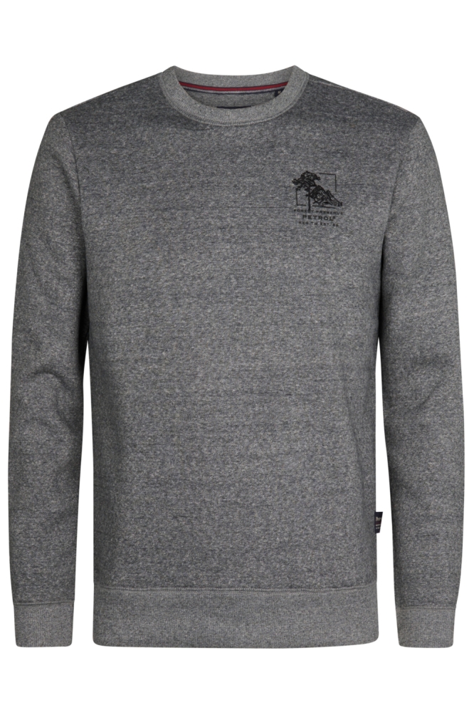 Petrol Industries grijze heren sweater | Vooraanzicht