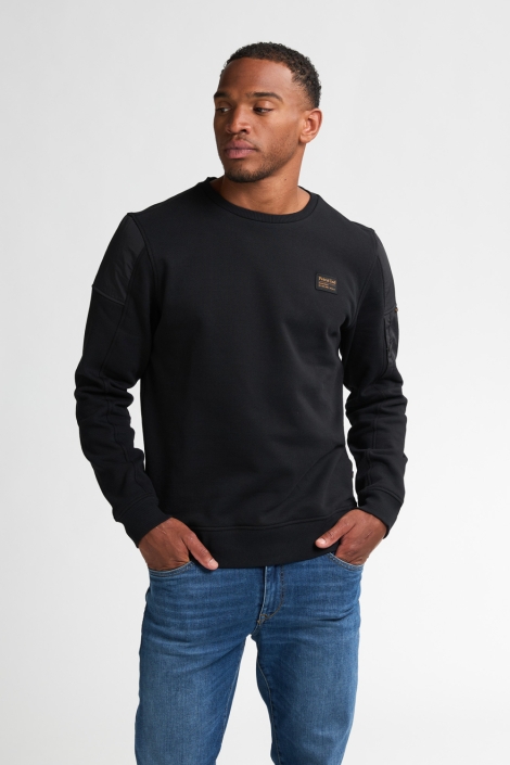 Petrol Industries blauwe heren sweater | Model vooraanzicht