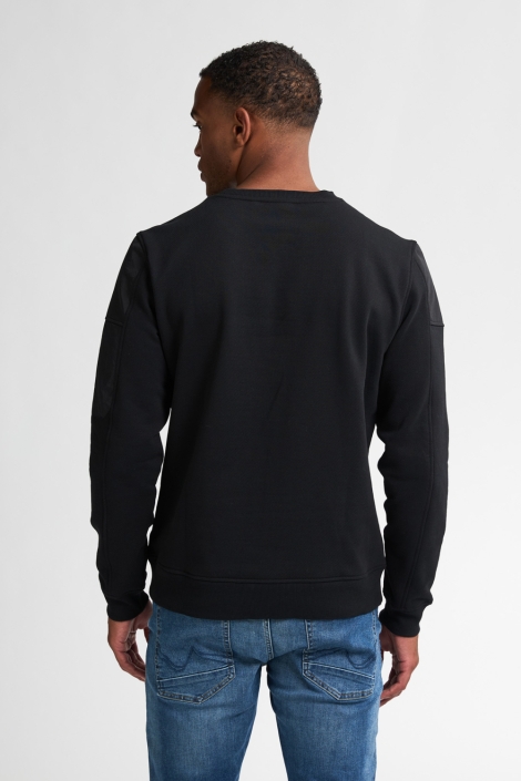 Petrol Industries blauwe heren sweater | Model achteraanzicht