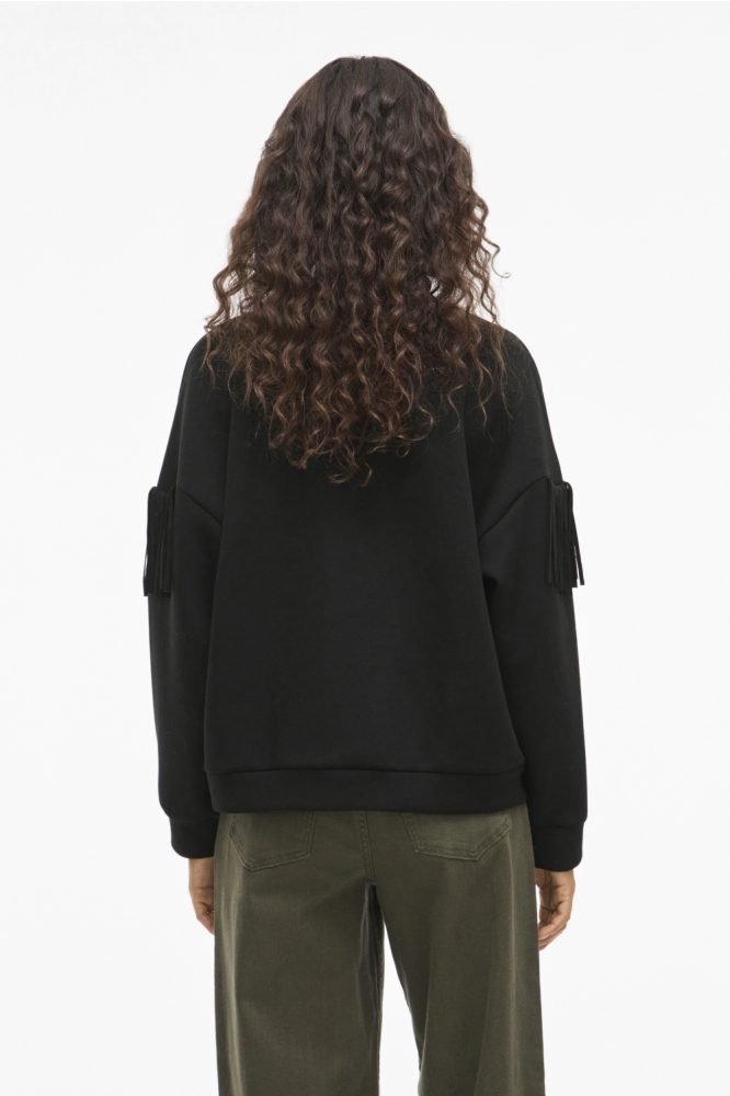Vila zwarte dames sweater | Model achteraanzicht