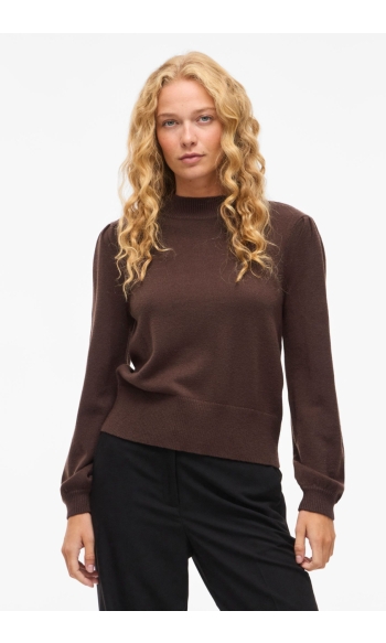 VIRIL TURTLE-NK BALLOON L/S TOP - N 14084179 COFFEE BEAN