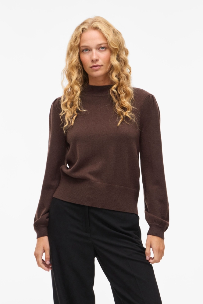 Vila bruine dames trui | Model vooraanzicht