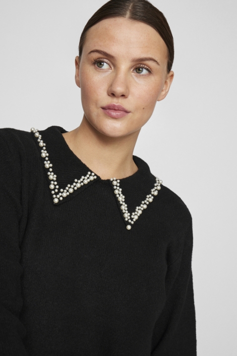 Vila zwarte dames trui | Close up