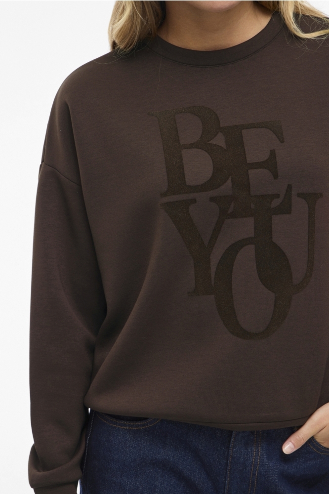 Vila bruine dames sweater | Close up