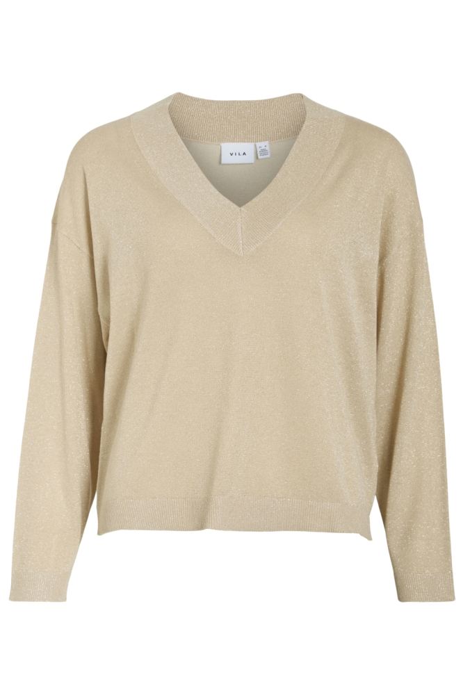 Vila beige dames trui | Vooraanzicht
