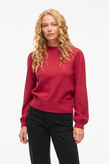 Vila VIRIL TURTLE-NK BALLOON L/S TOP - N 14084179 JESTER RED/DARK