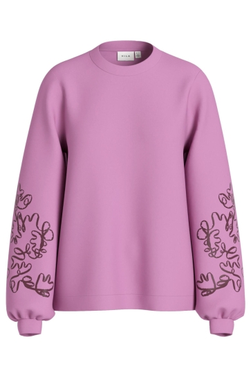 Vila VISIFFI EMB O-NECK L/S SWEAT/LC 14113169 OPERA MAUVE/FIG EMB