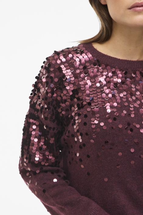 Vila bordeaux dames trui | Close up