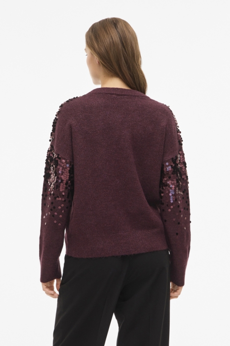 Vila bordeaux dames trui | Model achteraanzicht