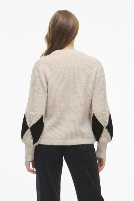 Vila beige dames trui | Model achteraanzicht