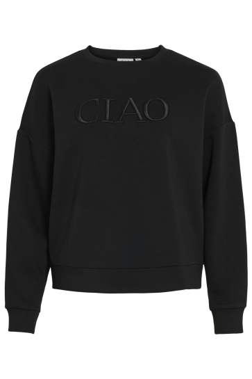 Vila VIREFLECT CIAO EMB L/S SWEAT TOP/LC 14112526 BLACK BEAUTY
