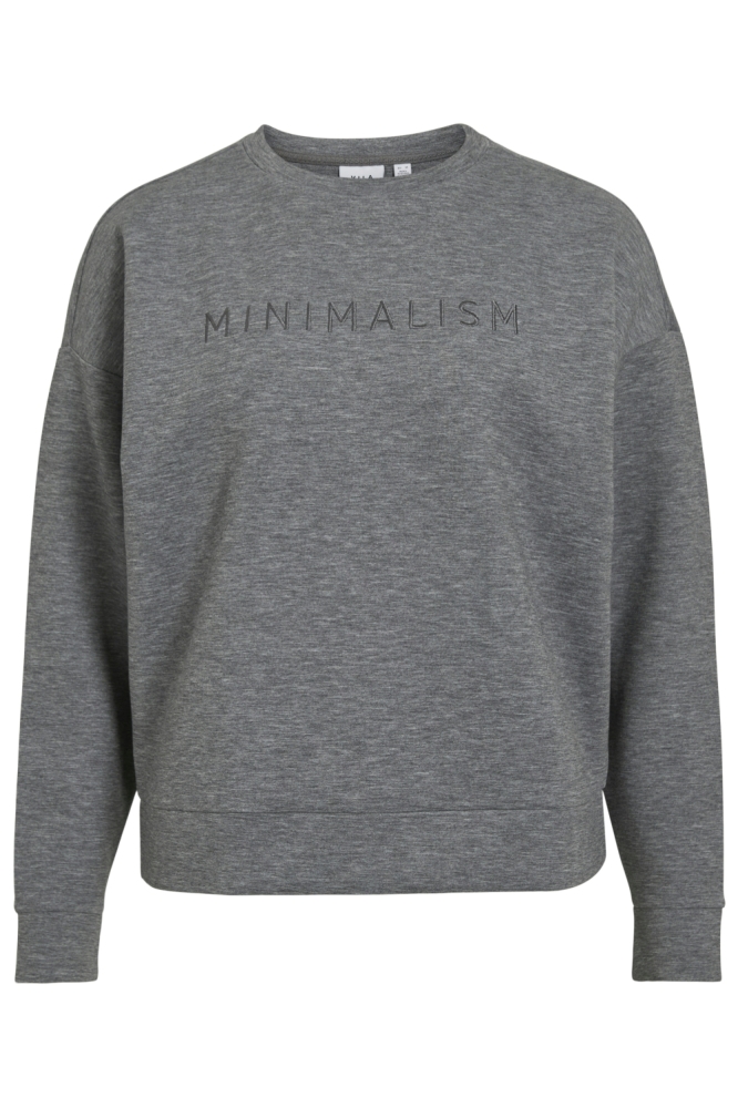 Vila grijze dames sweater | Vooraanzicht