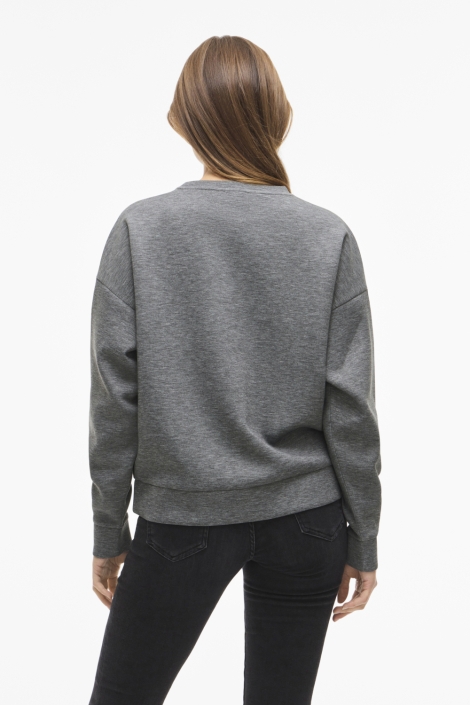 Vila grijze dames sweater | Model achteraanzicht