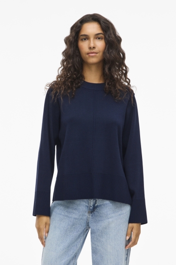 Vila VIOSTRIA O-NECK L/S KNIT TOP-NOOS 14102628 NAVY BLAZER