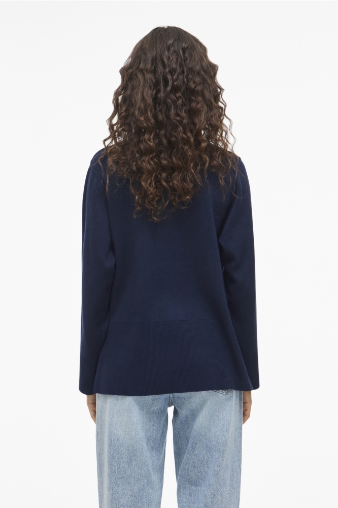 Vila blauwe dames trui | Model achteraanzicht