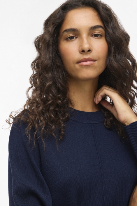 Vila blauwe dames trui | Close up